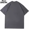 الرجال الشارع الشهير المعتاد تي شيرت الهيب هوب رسومات إلكتروني طباعة t-shirt المتناثرة القطن فضفاضة قصيرة الأكمام الزى أسود رمادي 210707