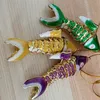 2 Größen Emaille Vivid Swing Koi Fisch Charm Schlüsselanhänger mit Box Chinesische Cloisonne Bunte Karpfen Fisch Anhänger Schlüsselanhänger für Frauen Kinder Geschenke