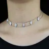 2020 Nyfri Fashion Gold Short Chain Choker Halsband för kvinnor 925 Silver Clear CZ Två kedjeklokare Collier Bijoux halsband Q0531