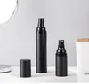 Bouteilles de pompe de pulvérisation en plastique givré noir vide AS Airless 15 ml 30 ml 50 ml distributeur pour liquide cosmétique/lotion SN5743