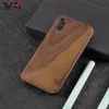 I lager för iPhone X Trä Telefon Väskor Real Walnut Wood iPhoneXS PHONECASE TPU Minimalistisk Classic Black Cover Shell