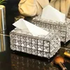 European-style Square Crystal Tissue Box Paper Rack Office Table Accessories Case Holder Napkin Tray for Home el Car 210818