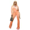 Kvinnor Tracksuits Solid Velvet 2 Piece Outfits Designer Zipper Framficka Långärmad Jacka Bell Bottom Sweatpant Sport XS-XXL 14 Färger