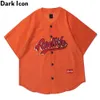 Briefe Stickerei Cordball Baseball Shirt Herren Streetwear Hip -Hop -Hemd Außenbekleidung Herrenhemden 210603