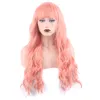 80 cm ondulado cosplay perucas sintéticas com franja peruca rosa 32 polegadas perruques de cheveux humanso yn118