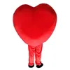 Costume de mascotte de coeur d'amour rouge d'Halloween personnage de thème de dessin animé Carnaval Festival Déguisement Noël Adultes Taille Fête d'anniversaire Tenue d'extérieur