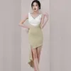 irregular tight Dress korean ladies Sexy summer sleeveless V neck cabaret Party mini Dresses for women 210602