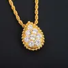 Hot Brand Pure 925 Sterling Silver Jewelry for Women Water Drop Diamond Pendant Gold Necklace Söt härlig design Fin lyx