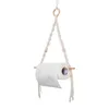 Toalettpapper innehavare 1pc nordisk bomull trähållare hängande rep handdukshylla hem el badrum dekoration hållbart