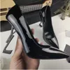 With Box Classics Women Shoes Sandals Fashion Beach Dress Shoes Alphabet Lady Sandals Leather Bright Leather Bandage Wrap Heel High Heel Shoes Slides