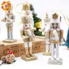 5 stks Creatieve Handgemaakte Nootkraker Puppet Desktop Geschenken Speelgoed Decor Hout Kerst Ornamenten Tekening Walnuts Soldaten Band Dolls Y201020