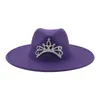 ベレー帽冬の帽子の女性ビッグバーム9.5cmの高級パーティーFedoras Western Cowgirls Solid Accessories Wedding Hat Chapau Femme