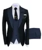 Kostium Slim Fit Men garnitus ślub smokingowy garnitur biznesowy groom formalny noszenie czarno -brązowa marynarka blezer kamizelka spodni 3 sztuki DI264S