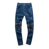 Män casual fitness bodybuilding pocket hud full längd sport denim byxa högkvalitativa jeans hip hop streetwear x0621