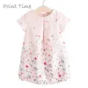 Novo estilo Vestido de flor de verão rosa algodão a linha de manga curta meninas vestido princesa trajes meninas vestidos florais q0716