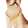 Классическая серебряная цепочка для домашних животных ошейники 15 мм Золотой дизайнерский ошейник для собак Куба из нержавеющей стали домашних животных ожерелье