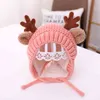 Cute Elk Antlers Baby Hat Winter Warm Plush Knitted Warmer Children Hat Earflap Boys Girls Beanie Christmas Hats