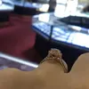 Size 5-10 Lovely Sweet Cute Fine Jewelry 925 Silver&Rose Gold Fill Water Drop Pear Cut champagne CZ Diamond Women Wedding Ring