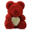 Rose Teddy Bear Coeur PE Savon Mousse Fleur Artificielle Rose Ours 25cm 40cm Pour Les Femmes Saint Valentin Mariage Anniversaire Cadeau De Noël Party Favor