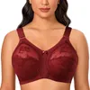 White Big Minimizer Bras Plus Size Lace Bra Women Unlined Full Coverage Ultra Thin Wireless Adjusted-straps D E F G H I 211110