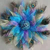 Couronne de porte décorative Guirlande de plumes de paon élégante et belle, facile à installer et à utiliser pour les mariages en plein air, les anniversaires Q0814833094