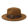 Frauen Hut Winter Herbst solide breite Krempe Band Western Cowboy Fedora Hüte schwarz weiß blau rot lässig Outdoor formelle Kleidung Männer Hut