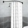 Cortinas do chuveiro Extendeável Canto da cortina da haste da haste preta aço inoxidável barra de banho de banho Hardware de banho pesado 12 ganchos de metal