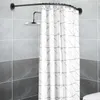 Shower Curtains Extendable Corner Curtain Rod Pole Black Stainless Steel Rail Bar Bath Door Hardware Heavy Loaded 12 Metal Hooks