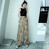 Woherb Style coréen Pantalon à jambes larges Femmes Vintage Harajuku Imprimer Taille haute Pantalon Été Femme Palazzo Pantalon 22828 201012