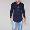 10 Renkler Artı Boyutu S-4XL 5XL Summerautumn Moda Rahat Ince Elastik Yumuşak Katı Uzun Kollu Erkekler T Shirt Erkek Fit Tops Tee 210722