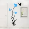 Adesivos de parede 3d borboleta flor espelho espelho superfície acrílico TV de fundo Poster Entrada Hallway Decals adesivo 5 tamanhos
