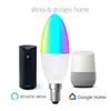 Lampor Trådlös Smart Candle Bulb LED 6W RGB-lampa E14 / E26 / E27 / B22 Dimbar Light Fjärrkontroll Kompatibel med Alexa Google Home