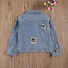 FocusNorm 1-6Y Fashion Infant Baby Girls Denim Jacket Leopard / Sequined Print Långärmad Single Breasted Blue Coats 2 Style 211204