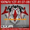 100% Fit OEM YAMAHA MOTO YZF-R1 YZF-1000 YZF R1 1000 CC 07-08 Vücut 91NO.0 YZF R1 1000CC YZFR1 07 08 YZF1000 2007 2008 Enjeksiyon Kalıp Kit Kiti Metalik Kırmızı