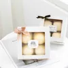 STOBAG 10PCS Caixa de Papel Branco DIY Bolo Handmade Candy Embalagem Cookies Casamento Delicioso Birling Birling Gfit Fontes Adesivos 210602