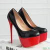 Elbise Ayakkabı Süper Seksi Kırmızı Kalın Alt Stiletto Kadınlar Pompaları Patent Deri 16 cm Yüksek Topuk Kadın T-sahne Sonbahar Topuklu Büyük Boy 41 42