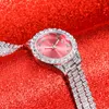 Wristwatches European And American Style Fashion Iced Out Micro Pave Cubic Zirconia Watches Hip Hop Jewelry Stainless Steel For Gift