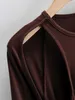 [씨앗] 봄 가을 패션 Jumpsuit 라운드 목 솔리드 컬러 긴 소매 섹시한 strapless 성격 여성 탑 13A437 210527