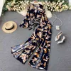 Bohemian Vacation Beach Two Piece Set Women Sexy V-Neck Bandage Short Tops + High Waist Split Wide Leg Pant Suit Spring Höst 210721