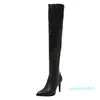 Over-The-Knee Boots Women Elastic Black Winter Boots Thin High Heeled Booties Ladies Sexy Pointed Toe Shoes Botas Mujer 2022