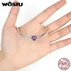 Genuine 925 Sterling Silver Radiant Charm Pink Heart Beads Fit Original Women Bracelet DIY Jewelry Making Q0531