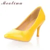 Meotina Women Shoes High Heels Loced Toe High Heel Those Женщины белые свадебные каблуки Желтый черный большой большой размер 9 10 210225