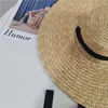 Широкие шляпы Breim Hats Women Raffia Boater Hat 15 см 18 см соломинки плоское лето с белой черной лентой галстук на пляже