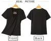 セクシーな低カットソリッドTシャツの女性中空アウトチェーン装飾Vネック半袖夏スリムプルオーバートップスカジュアル女性ブラックTシャツ210526