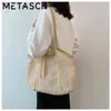 Sacos de compras Metasch S / S Composite Casual Tote Grande palha com presente fita Mulheres Bolsa Beach Férias Luxo Estilo 220301