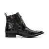 Echt lederen rock enkelwesterse mannen metaal teen Rivets Botas Hombre Party Wedding Boots Maten US6-13 7165