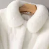 LAUTARO Kış Kısa Beyaz Kalın Sıcak Faux Vizon Kürk Kadın Cepler Pist Lüks Kabarık Kürklü Ceket Kore Moda 211124