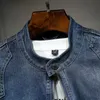 Ny mode mäns jackor Vintage trend stil bomull Slim Fit Denim Coats Man Stand Krage Långärmad Casual Jacka Storlek M-4XL