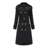 Trench da donna Cappotto autunnale Cappotto doppiopetto in cotone Slim Classico invernale lungo da donna con cintura Giacca a vento Outwea R