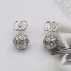 18K Vergulde Ronde Designer Brieven Dangle Stud Long Earring 925 Silver Crystal Geometric Luxe Merk Dames Rhinestone Wedding Party Jewerlry Accessoires